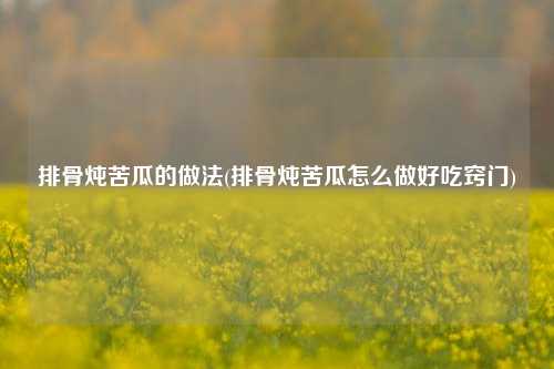 排骨炖苦瓜的做法(排骨炖苦瓜怎么做好吃窍门)