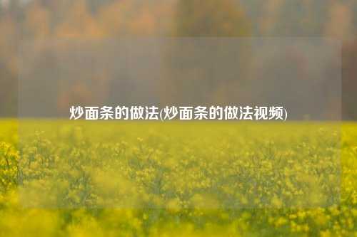 炒面条的做法(炒面条的做法视频)